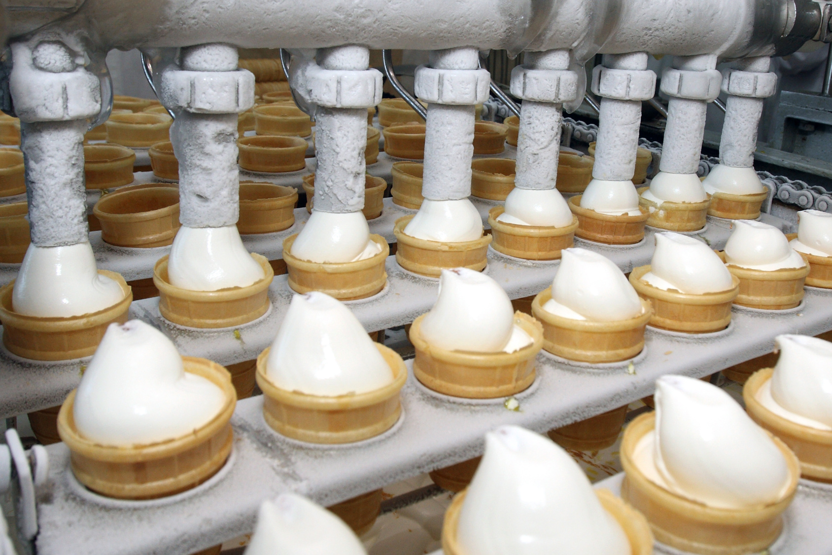 Preparation of ice-cream on factory